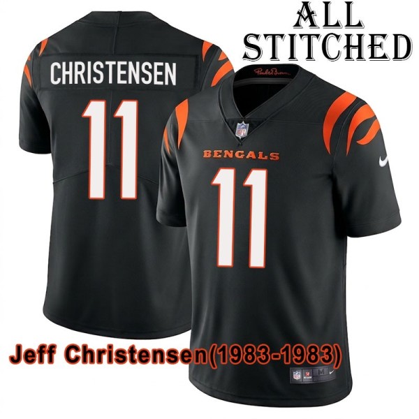 Black Home Embroidered Jeff Christensen Cincinnati Bengals #11 Stitched Jersey