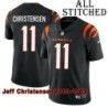 Black Home Embroidered Jeff Christensen Cincinnati Bengals #11 Stitched Jersey