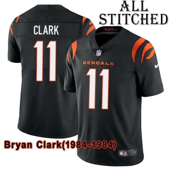 Black Home Embroidered Bryan Clark Cincinnati Bengals #11 Stitched Jersey
