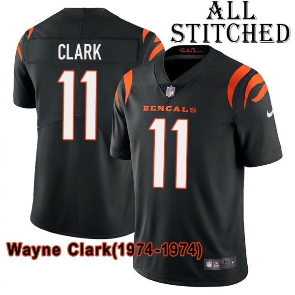 Black Home Embroidered Wayne Clark Cincinnati Bengals #11 Stitched Jersey