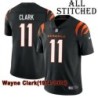 Black Home Embroidered Wayne Clark Cincinnati Bengals #11 Stitched Jersey