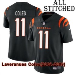 Black Home Embroidered Laveranues Coles Cincinnati Bengals #11 Stitched Jersey