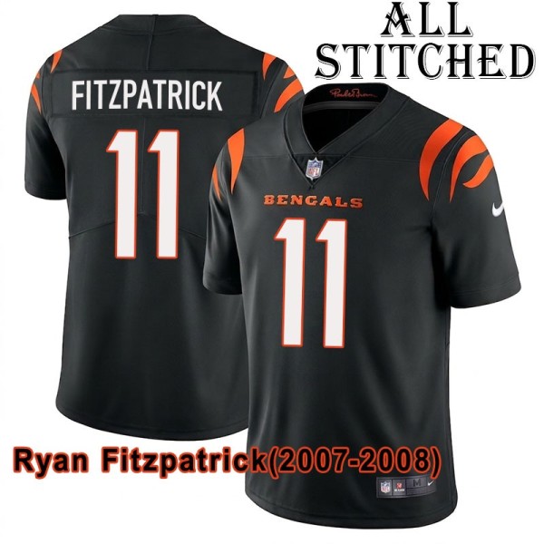 Black Home Embroidered Ryan Fitzpatrick Cincinnati Bengals #11 Stitched Jersey