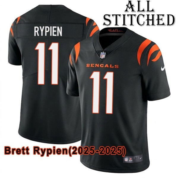 Black Home Embroidered Brett Rypien Cincinnati Bengals #11 Stitched Jersey