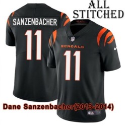 Black Home Embroidered Dane Sanzenbacher Cincinnati Bengals #11 Stitched Jersey