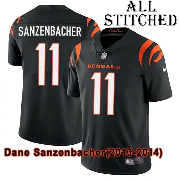 Black Home Embroidered Dane Sanzenbacher Cincinnati Bengals #11 Stitched Jersey