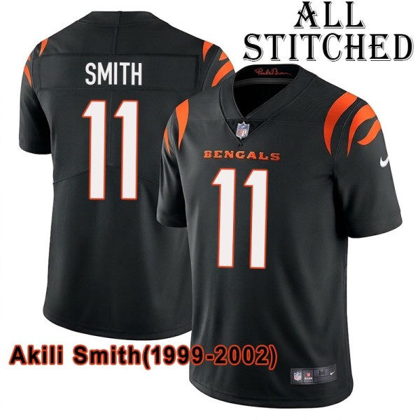 Black Home Embroidered Akili Smith Cincinnati Bengals #11 Stitched Jersey