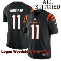 Black Home Embroidered Logan Woodside Cincinnati Bengals #11 Stitched Jersey