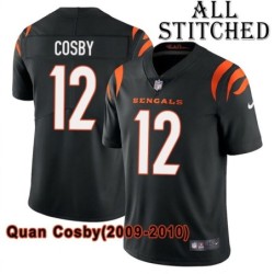 Black Home Embroidered Quan Cosby Cincinnati Bengals #12 Stitched Jersey