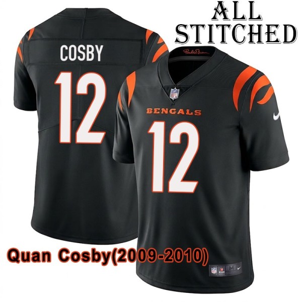Black Home Embroidered Quan Cosby Cincinnati Bengals #12 Stitched Jersey