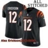 Black Home Embroidered Alex Erickson Cincinnati Bengals #12 Stitched Jersey