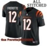 Black Home Embroidered Gus Frerotte Cincinnati Bengals #12 Stitched Jersey