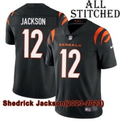 Black Home Embroidered Shedrick Jackson Cincinnati Bengals #12 Stitched Jersey