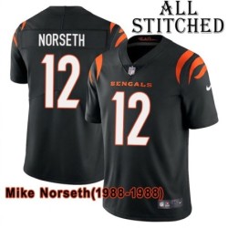 Black Home Embroidered Mike Norseth Cincinnati Bengals #12 Stitched Jersey