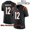 Black Home Embroidered Mike Norseth Cincinnati Bengals #12 Stitched Jersey