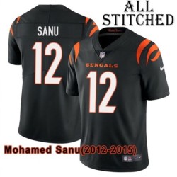 Black Home Embroidered Mohamed Sanu Cincinnati Bengals #12 Stitched Jersey