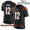 Black Home Embroidered Mohamed Sanu Cincinnati Bengals #12 Stitched Jersey