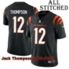 Black Home Embroidered Jack Thompson Cincinnati Bengals #12 Stitched Jersey