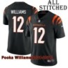 Black Home Embroidered Pooka Williams Cincinnati Bengals #12 Stitched Jersey