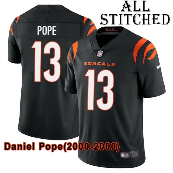Black Home Embroidered Daniel Pope Cincinnati Bengals #13 Stitched Jersey