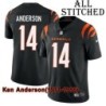 Black Home Embroidered Ken Anderson Cincinnati Bengals #14 Stitched Jersey
