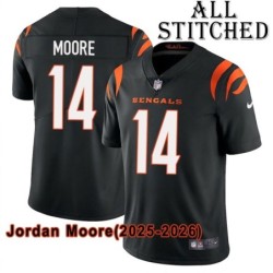 Black Home Embroidered Jordan Moore Cincinnati Bengals #14 Stitched Jersey