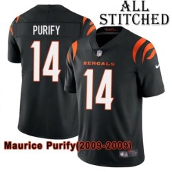 Black Home Embroidered Maurice Purify Cincinnati Bengals #14 Stitched Jersey