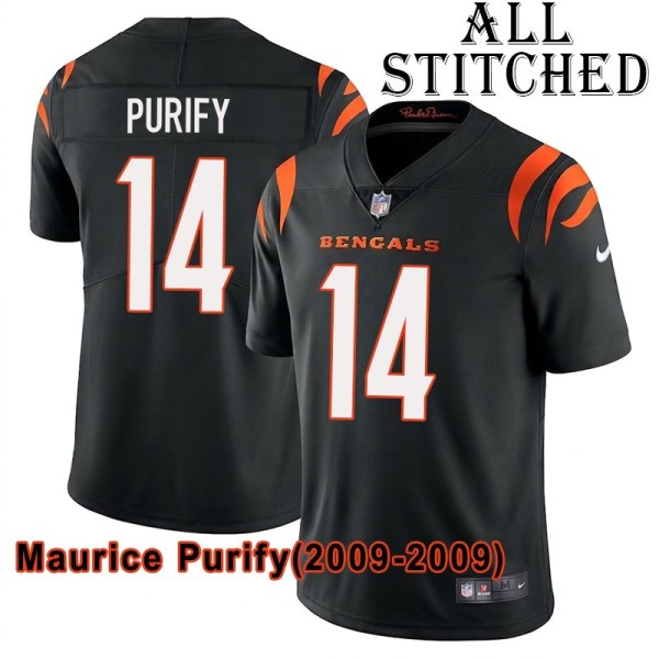 Black Home Embroidered Maurice Purify Cincinnati Bengals #14 Stitched Jersey
