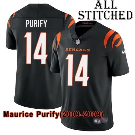 Black Home Embroidered Maurice Purify Cincinnati Bengals #14 Stitched Jersey