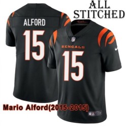 Black Home Embroidered Mario Alford Cincinnati Bengals #15 Stitched Jersey