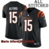 Black Home Embroidered Mario Alford Cincinnati Bengals #15 Stitched Jersey
