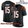 Black Home Embroidered Chris Henry Cincinnati Bengals #15 Stitched Jersey