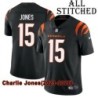 Black Home Embroidered Charlie Jones Cincinnati Bengals #15 Stitched Jersey