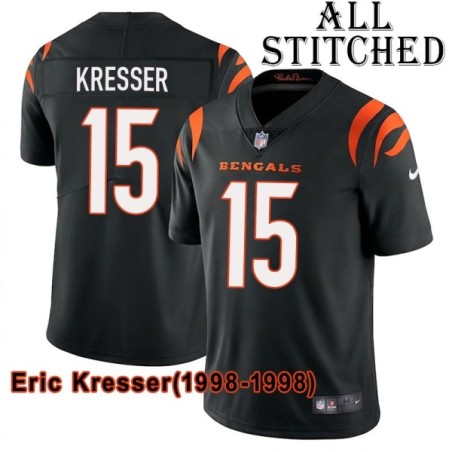 Black Home Embroidered Eric Kresser Cincinnati Bengals #15 Stitched Jersey