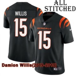 Black Home Embroidered Damion Willis Cincinnati Bengals #15 Stitched Jersey
