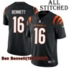 Black Home Embroidered Ben Bennett Cincinnati Bengals #16 Stitched Jersey