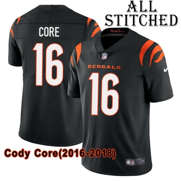 Black Home Embroidered Cody Core Cincinnati Bengals #16 Stitched Jersey