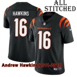 Black Home Embroidered Andrew Hawkins Cincinnati Bengals #16 Stitched Jersey