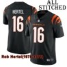 Black Home Embroidered Rob Hertel Cincinnati Bengals #16 Stitched Jersey