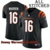 Black Home Embroidered Dewey Warren Cincinnati Bengals #16 Stitched Jersey