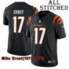 Black Home Embroidered Mike Ernst Cincinnati Bengals #17 Stitched Jersey