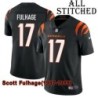 Black Home Embroidered Scott Fulhage Cincinnati Bengals #17 Stitched Jersey