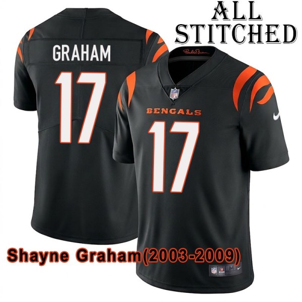 Black Home Embroidered Shayne Graham Cincinnati Bengals #17 Stitched Jersey