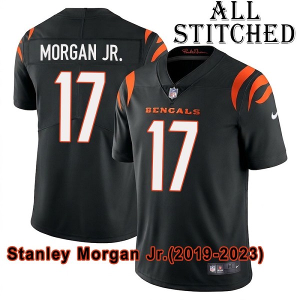 Black Home Embroidered Stanley Morgan Jr. Cincinnati Bengals #17 Stitched Jersey