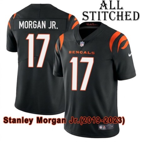 Black Home Embroidered Stanley Morgan Jr. Cincinnati Bengals #17 Stitched Jersey