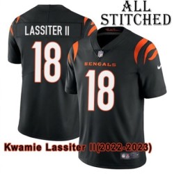 Black Home Embroidered Kwamie Lassiter II Cincinnati Bengals #18 Stitched Jersey