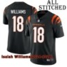 Black Home Embroidered Isaiah Williams Cincinnati Bengals #18 Stitched Jersey