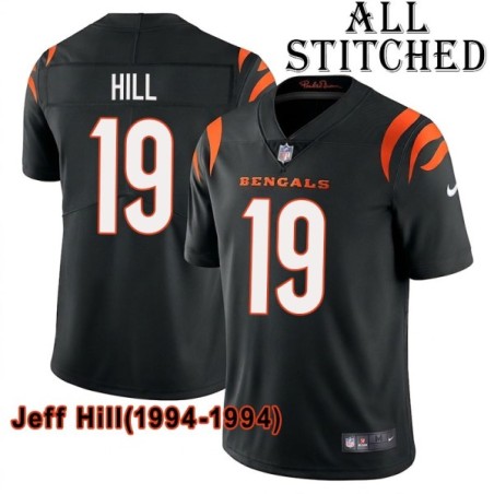 Black Home Embroidered Jeff Hill Cincinnati Bengals #19 Stitched Jersey