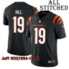 Black Home Embroidered Jeff Hill Cincinnati Bengals #19 Stitched Jersey