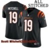 Black Home Embroidered Scott Mitchell Cincinnati Bengals #19 Stitched Jersey